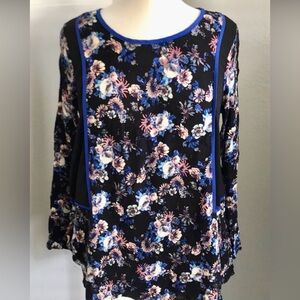 *EUC* Paper Crane Golden Tote / Floral Satin Trim & Side Panel Blouse / Large